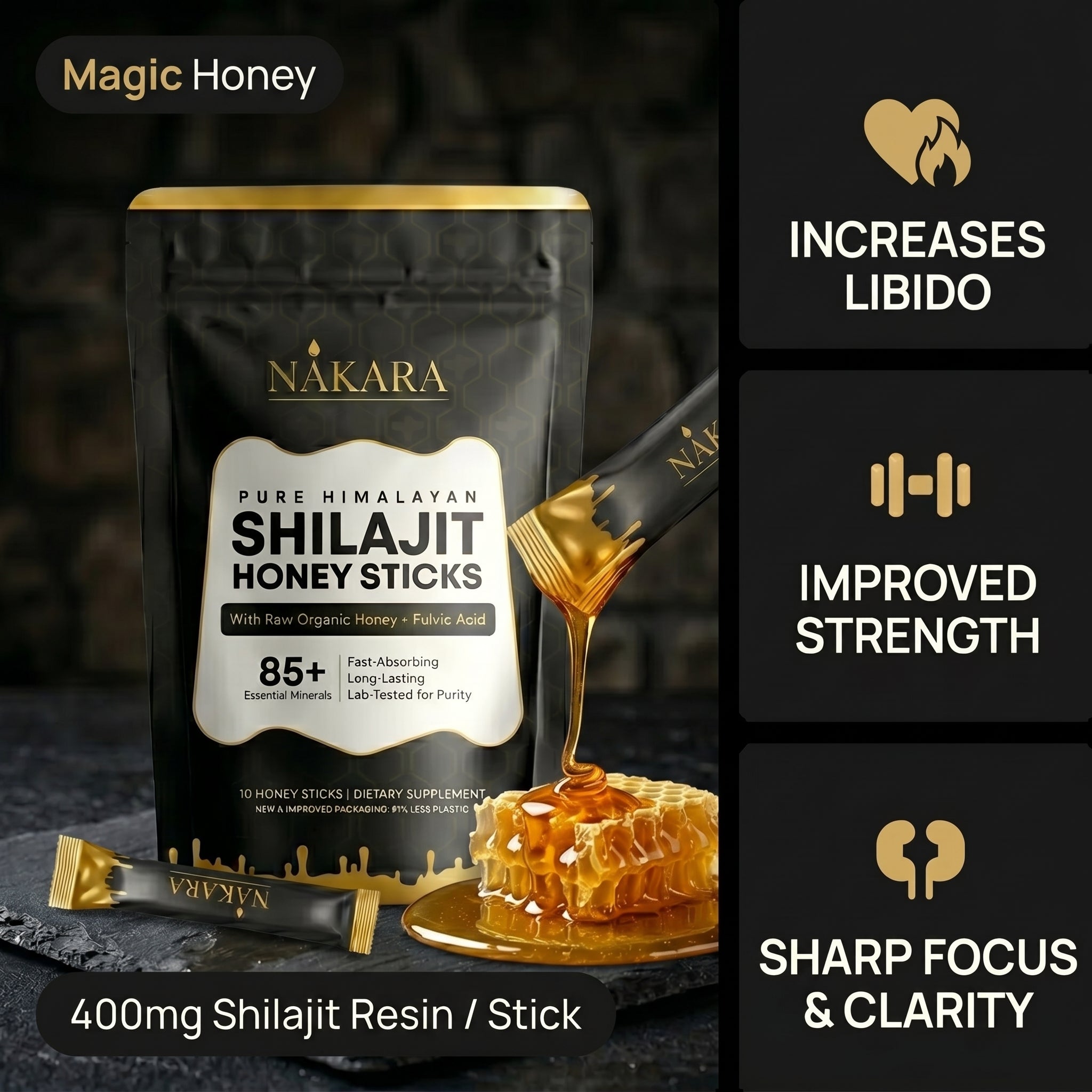 NAKARA Pure Himalayan Shilajit Honey Sticks